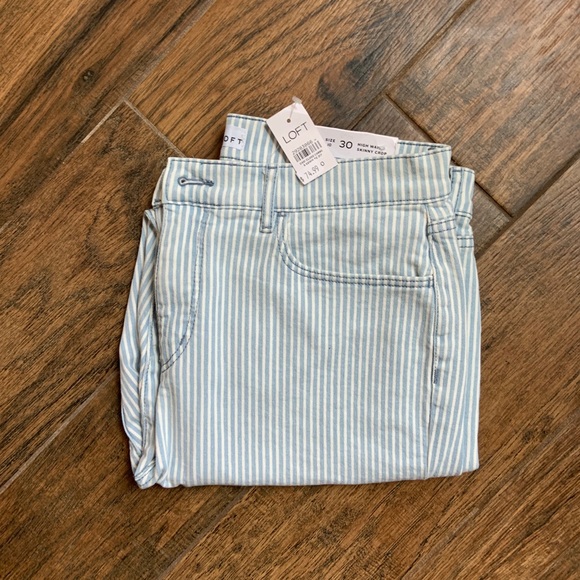LOFT Striped High Waist Skinny Crop Jeans - Picture 5 of 5